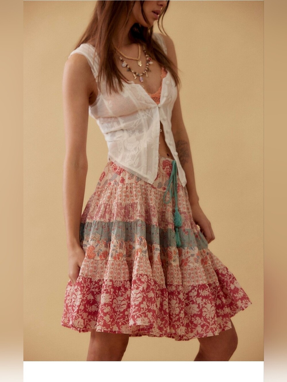 Free People Many Layers Printed Skirt